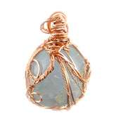Copper Wire-Wrapped Polished Blue Celestite Crystal Pendant with 20" Chain, Handmade #4 | Woot & Hammy